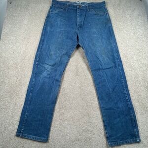 Wrangler Cowboy Cut Mens Blue Denim Jeans Straight Leg Western Workwear 37x31